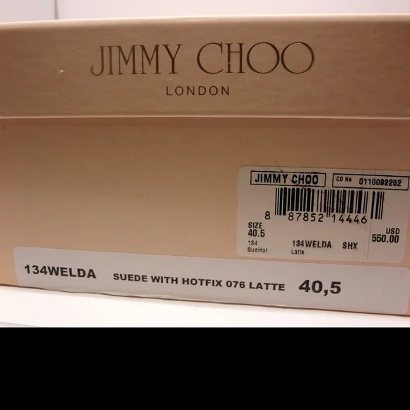 JIMMY CHOO Latte Taupe Suede Studded Flats 40.5 - Picture 8 of 8